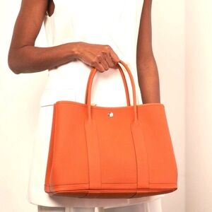 Authentic Hermès Garden Party PM tote orange leather